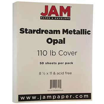 JAM Paper Cardstock, 110 lb, 8.5&quot; x 11&quot;, Metallic Opal, 50 Sheets/Pack