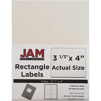 JAM Paper Shipping Address Labels, Large, 3 1/3&quot; x 4&quot;, Ivory, 120 Labels