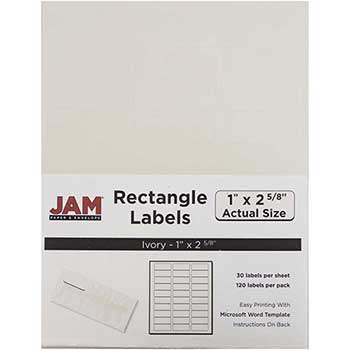 JAM Paper Shipping Address Labels, Standard Mailing, 1&quot; x 2 5/8&quot;, Ivory, 120 Labels