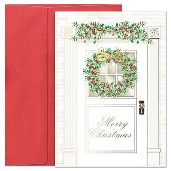 JAM Paper Holiday Card Set, Merry Christmas Welcome, 16 Cards/Pack
