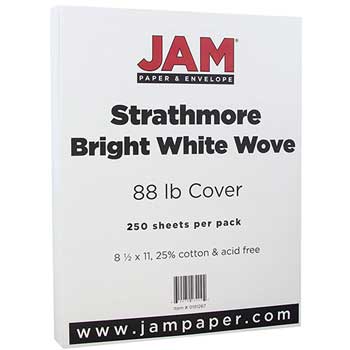 JAM Paper Cardstock, 80 lb, 8.5&quot; x 11&quot;, Bright White Wove, 250 Sheets/Ream