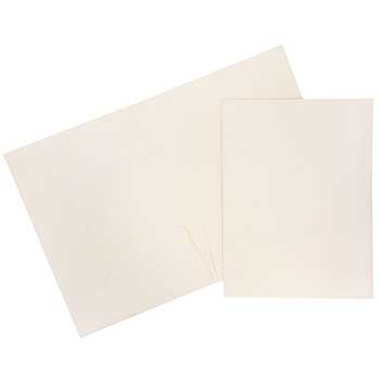 JAM Paper Two Pocket Business Folders, Textured Linen, Ivory, 100/BX