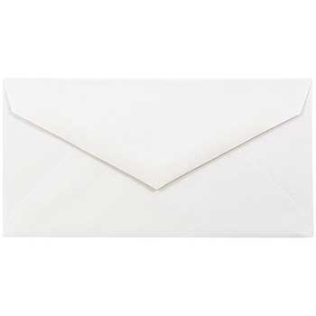 JAM Paper Monarch Strathmore Invitation Envelopes with Euro Flap, 3 7/8&quot; x 7 1/2&quot;, Bright White Wove, 50/BX