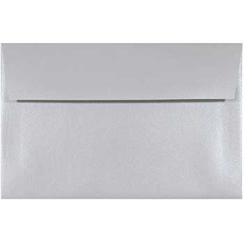 JAM Paper A9 Metallic Envelopes, 5 3/4&quot; x 8 3/4&quot;, Silver Pearlized Elegance Stardream, 25/PK