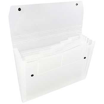 JAM Paper Plastic Accordion Folder, 6 Pocket Expanding File with Snap Closure, Letter (9&quot; x 13&quot;), Clear
