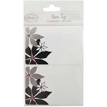 JAM Paper Name Tag Gift Label Stickers, 4&quot; x 3&quot;, Flowers Color Border, 24 Labels