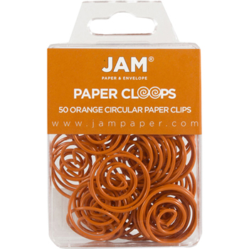 JAM Paper Paper Clips, Circular Papercloops, Orange, 50/Pack