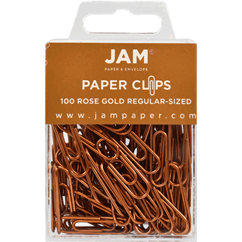JAM Paper Paper Clips, Regular Size, Rose Gold, 100/Pack