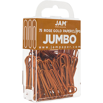 JAM Paper Paper Clips, Jumbo Size, Rose Gold, 75/Pack