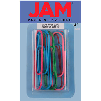 JAM Paper Colorful Giant Paper Clips, Large 4&quot;, Assorted Colors Paper Clips, 10/PK