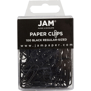 JAM Paper Paper Clips, Regular Size, Black, 100/Pack