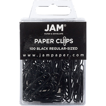JAM Paper Colorful Standard Paper Clips, 1&quot;, Black, 2/PK