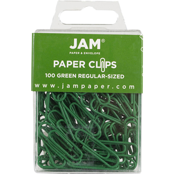 JAM Paper Paperclips, Regular Size, Green, 100/Pack