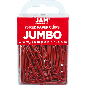 JAM Paper Colorful Jumbo Paperclips, 2&quot;, Red, 2/PK