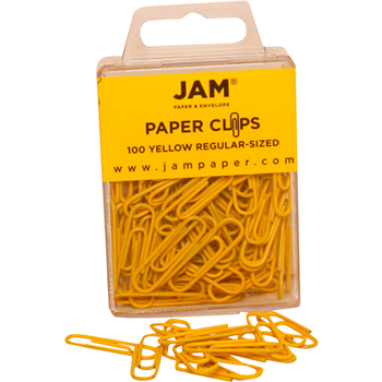 JAM Paper Paper Clips, Regular Size, Yellow, 100/Pack