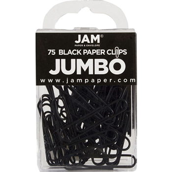 JAM Paper Paper Clips, Jumbo Size, Black, 75/ Pack