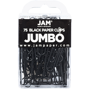 JAM Paper Colorful Jumbo Paper Clips, 2&quot;, Black, 2/PK