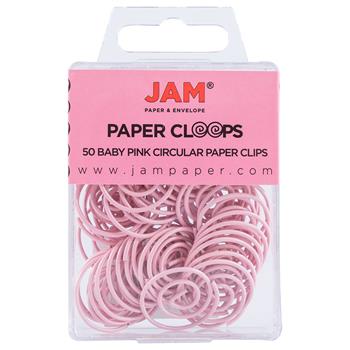 JAM Paper Paper Clips, Circular Papercloops, Baby Pink, 50/Pack