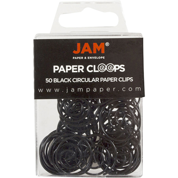 JAM Paper Paper Clips, Circular Papercloops, Black, 50/Pack