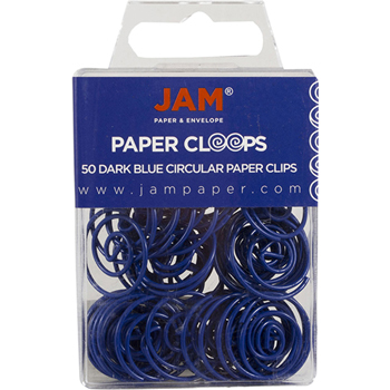 JAM Paper Paper Clips, Circular Papercloops, Dark Blue, 50/Pack