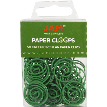 JAM Paper Paper Clips, Circular Papercloops, Green, 50/Pack