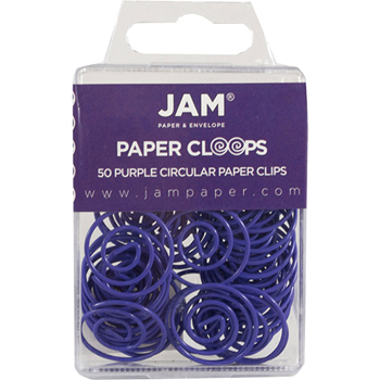 JAM Paper Paper Clips, Circular Papercloops, Purple, 50/Pack