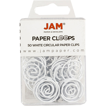 JAM Paper Paper Clips, Circular Papercloops, White, 50/Pack