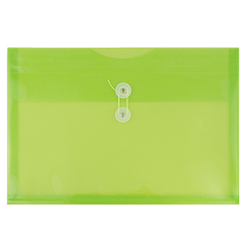 JAM Paper Plastic Envelopes with Button &amp; String Tie Closure, Letter Booklet, 9 3/4&quot; x 13&quot;, Lime Green, 108/PK