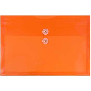 JAM Paper Plastic Envelopes with Button &amp; String Tie Closure, Letter Booklet, 9 3/4&quot; x 13&quot;, Orange, 12/PK