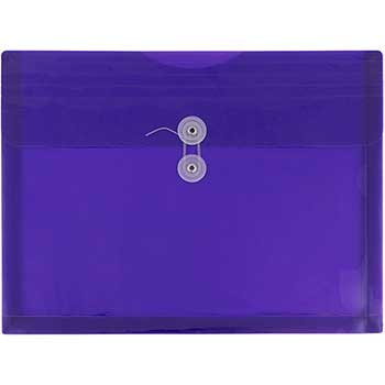JAM Paper Plastic Envelopes with Button &amp; String Tie Closure, Letter Booklet, 9 3/4&quot; x 13&quot;, Purple, 12/PK