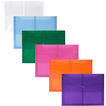 JAM Paper Plastic Expansion Envelopes with Elastic Band Closure, Letter, 2 1/2&quot; Expansion, Assorted Colors, 6/PK