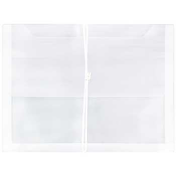 JAM Paper Plastic Expansion Envelopes with Elastic Band Closure, Letter Booklet, 9 3/4&quot; x 13&quot;, 2 1/2&quot; Expansion, Clear, 12/PK