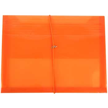 JAM Paper Plastic Expansion Envelopes with Elastic Band Closure, Letter Booklet, 9 3/4&quot; x 13&quot;, 2 1/2&quot; Expansion, Orange, 12/PK