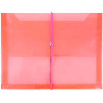 JAM Paper Plastic Expansion Envelope with Elastic Band Closure, Letter Booklet, 9 3/4&quot; x 13&quot;, 2 1/2&quot; Expansion, Red