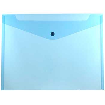 JAM Paper Plastic Envelopes with Snap Closure, Letter Booklet, 9 3/4&quot; x 13&quot;, Blue, 12/PK