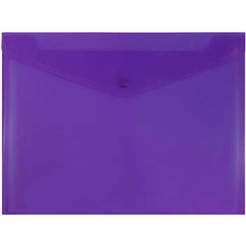 JAM Paper Plastic Envelopes with Snap Closure, Letter Booklet, 9 3/4&quot; x 13&quot;, Purple, 12/PK