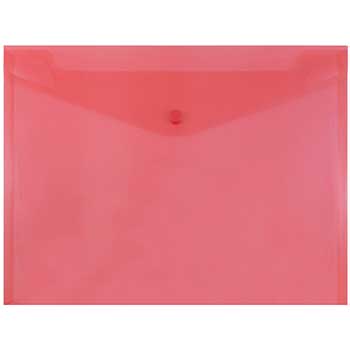 JAM Paper Plastic Envelopes with Snap Closure, Letter Booklet, 9 3/4&quot; x 13&quot;, Red, 12/PK