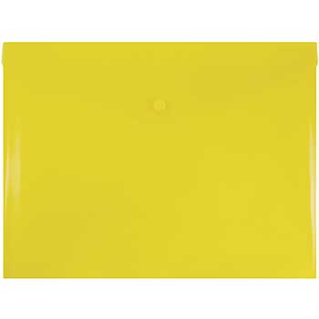 JAM Paper Plastic Envelopes with Snap Closure, Letter Booklet, 9 3/4&quot; x 13&quot;, Yellow, 12/PK