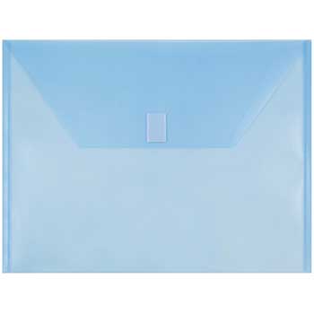 JAM Paper Plastic Envelopes with Hook &amp; Loop Closure, Letter Booklet, 9 3/4&quot; x 13&quot;, Blue, 12/PK