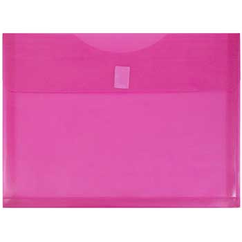JAM Paper Plastic Expansion Envelopes with Hook &amp; Loop Closure, Letter Booklet, 9 3/4&quot; x 13&quot;, 1&quot; Expansion, Fuchsia Pink, 12/PK