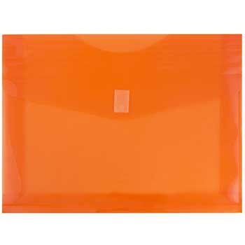 JAM Paper Plastic Expansion Envelopes with Hook &amp; Loop Closure, Letter Booklet, 9 3/4&quot; x 13&quot;, 2&quot; Expansion, Orange, 12/PK