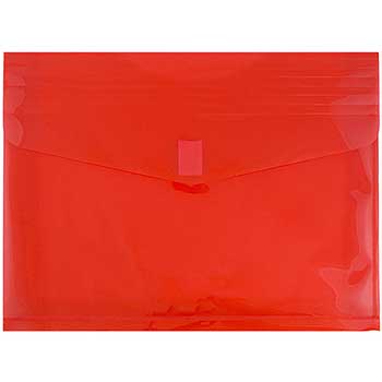 JAM Paper Plastic Expansion Envelopes with Hook &amp; Loop Closure, Letter Booklet, 9 3/4&quot; x 13&quot;, 2&quot; Expansion, Red, 12/PK