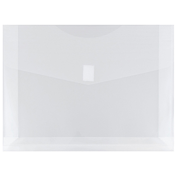 JAM Paper Plastic Expansion Envelopes with Hook &amp; Loop Closure, Letter Booklet, 9 3/4&quot; x 13&quot;, Clear, 12/PK