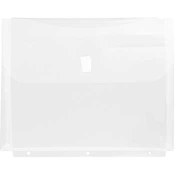 JAM Paper Plastic Binder Envelopes, 3 Hole Punch, 9 1/2&quot; x 11 1/4&quot; w/ 1&quot; Expansion, Clear, 12/PK