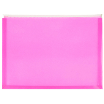 JAM Paper Plastic Envelopes with Zip Closure, Letter Booklet, 9 3/4&quot; x 13&quot;, Hot Pink, 12/PK