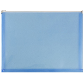 JAM Paper Plastic Envelopes with Zip Closure, Letter Booklet, 9 3/4&quot; x 13&quot;, Blue, 12/PK