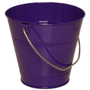 JAM Paper Metal Pail Bucket, Small, 3 3/4&quot; x 6 x 5 1/4&quot;, Purple, 6/PK
