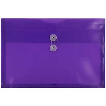 JAM Paper Plastic Envelopes with Button &amp; String Tie Closure, Legal Booklet, 9 3/4&quot; x 14 1/2&quot;, Purple, 12/PK