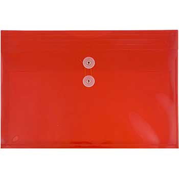 JAM Paper Plastic Envelopes with Button &amp; String Tie Closure, Legal Booklet, 9 3/4&quot; x 14 1/2&quot;, Red, 12/PK