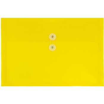 JAM Paper Plastic Envelopes with Button &amp; String Tie Closure, Legal Booklet, 9 3/4&quot; x 14 1/2&quot;, Yellow, 12/PK
